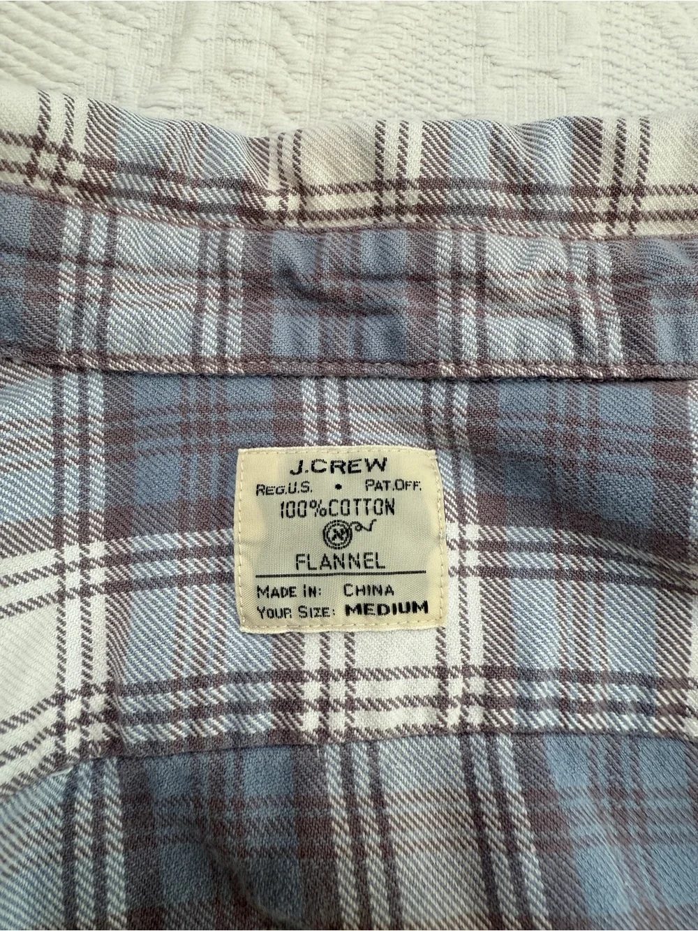 J. Crew Flannel Button Down Shirt Mens Medium Light Blue Gray 100% Cotton